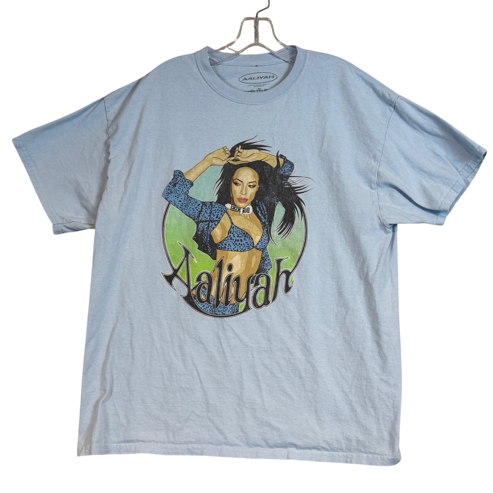 Aaliyah Tee Goodie Two Sleeves Light Blue Cotton Shirt Mens XL R&B Music 90's